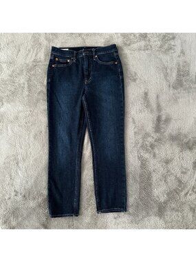 Gap Jeans High Rise Vintage Slim Fit Straight Leg Women's 27 4 Petite Dark Wash